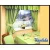 Supply 100% polyester inherently fire retardant fabric for table cloth