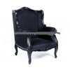 Supply FRENCH SHABBY FURNITURE OF BLACK UPHOLSTERED WING CHAIR