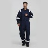 The coverall is made of 99% cotton and 1% anti-static strip.